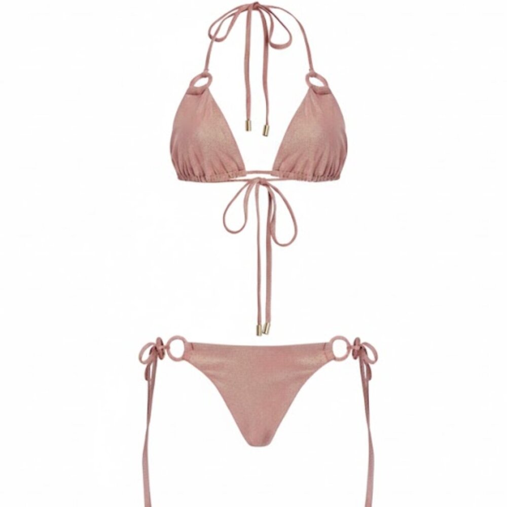 Zimmermann Blush Pink Ring-Detail Triangle Bikini - Picture 2 of 8